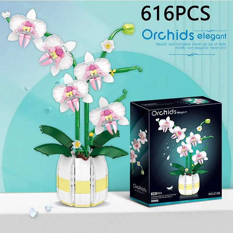 Diy Phalaenopsis Orchid Bouquet Model Building Blocks Per La