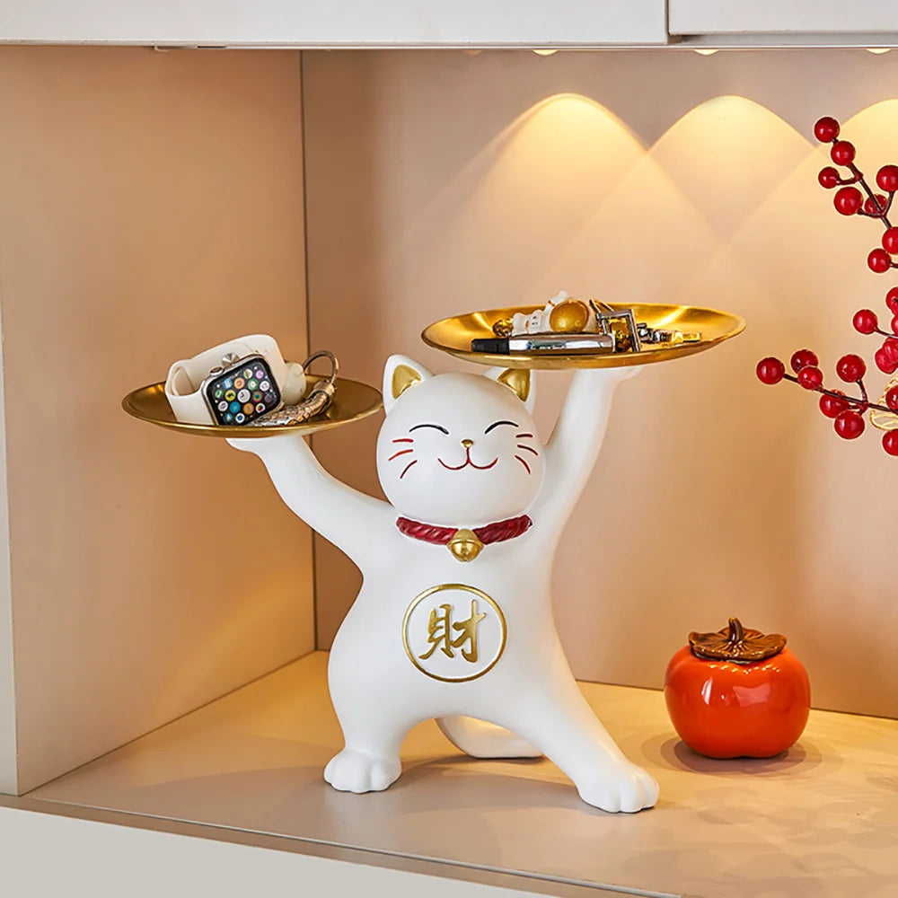 Nowoczesna dekoracja domu Lucky Cat Tray Creative Room Dekoracja
