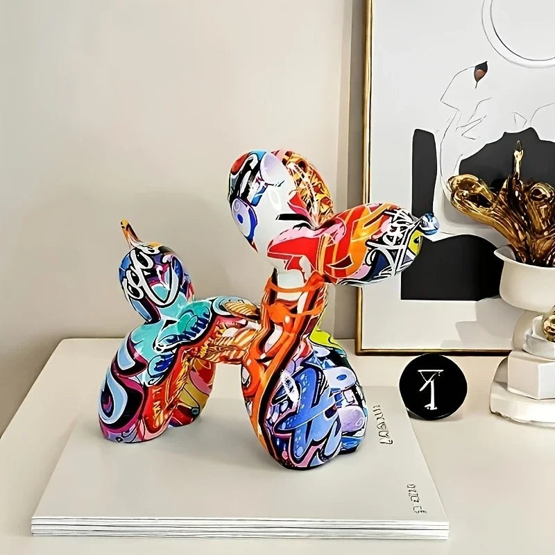 Fashion Graffiti Balloon Dog Statue Home Desktop Decoration Painting Color Art Animal Ornament