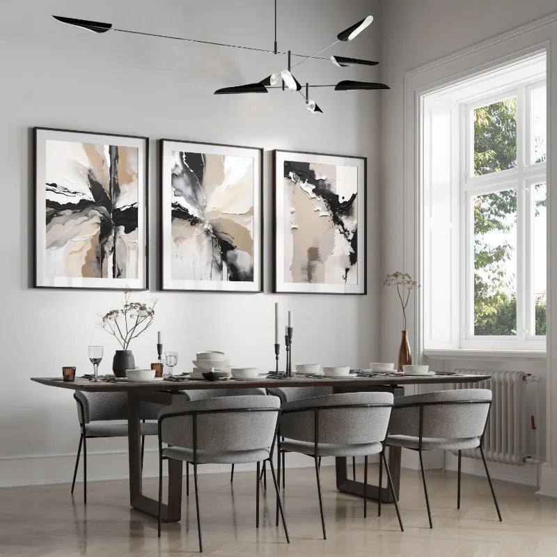 Geometric Lines Abstract Black Neutral Beige Art Poster Canvas Painting Wall Prints Picture for Living Room Home Decor Cuadros