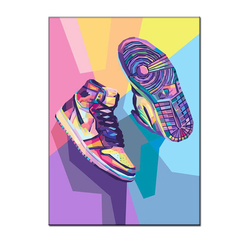 Street Graffiti Art Fashion Sneakers Posters Pinturas de lona y estampados Imágenes modernas de arte de pared para la sala de estar Decoración del hogar