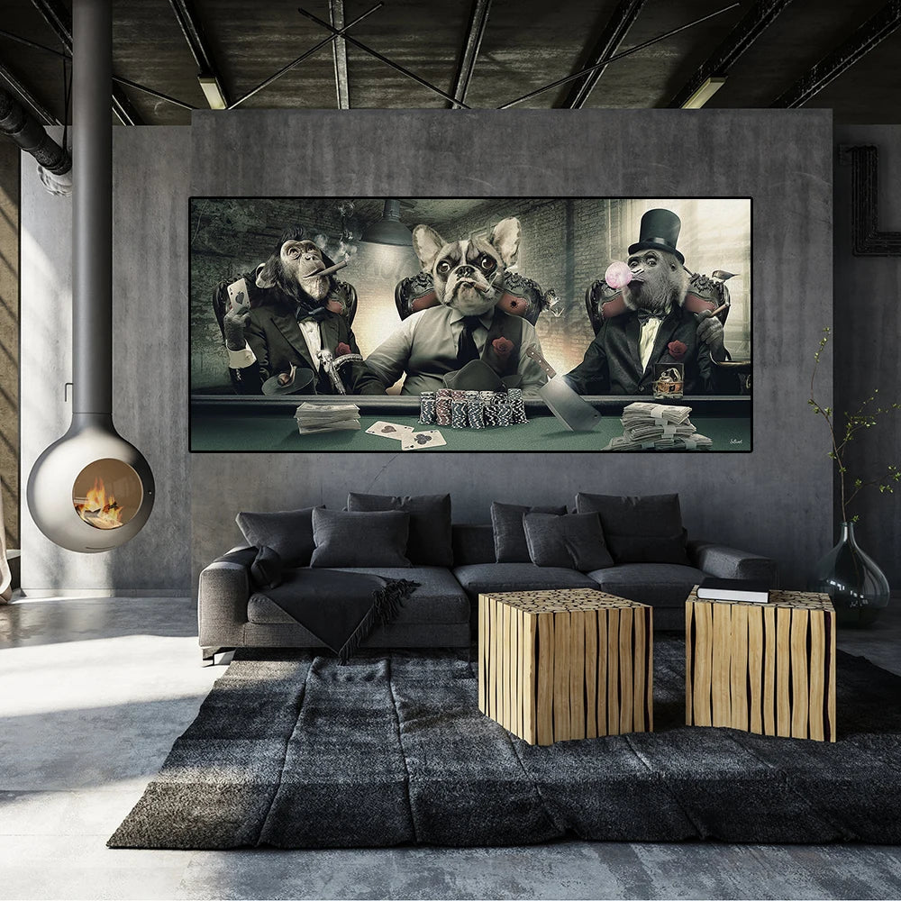 Funny Dog Singing Hip Hop Animal Poster Cool Music Band Canvas Print Painting Nordic Wall Art Pictures Living Room Hoom Decor