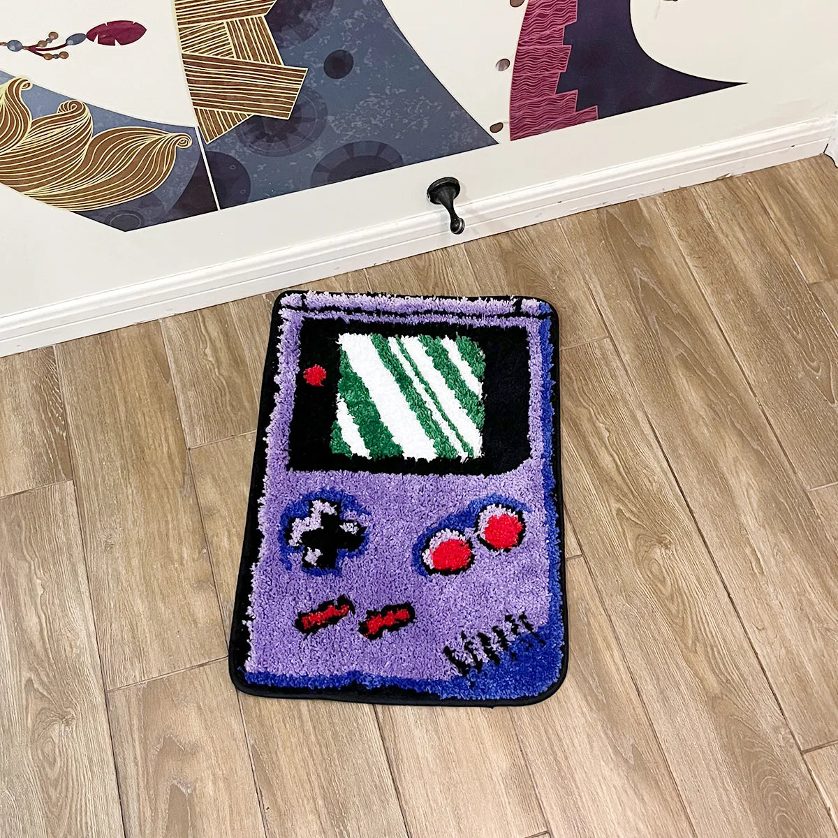 Purple Games Console Tufted Rug Funny Childhood Memories Rug Cute Flocking Carpet Floor Pad Anti Slip Doormat Aesthetic Home Pad