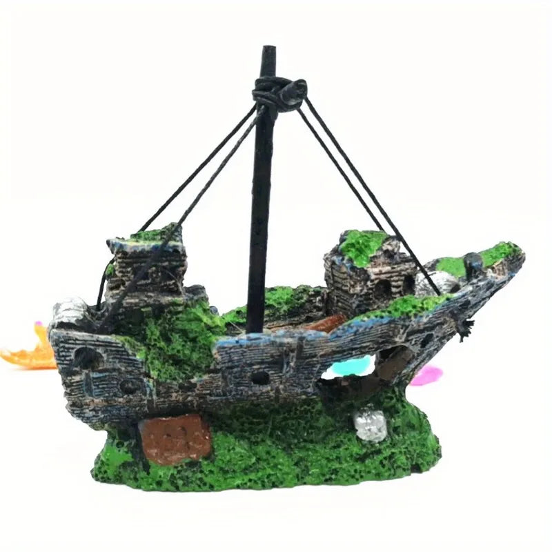 1PC Aquarium Fish Tank Landscape landscaping Pirate Wreck Ship Decor R – acacuss
