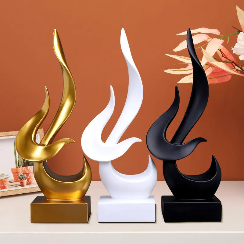 Creative Flame Bird Statues Abstract Sculpture Desk Ornament Vintage Gift Study Office Home Interior Arrange Decorative Item
