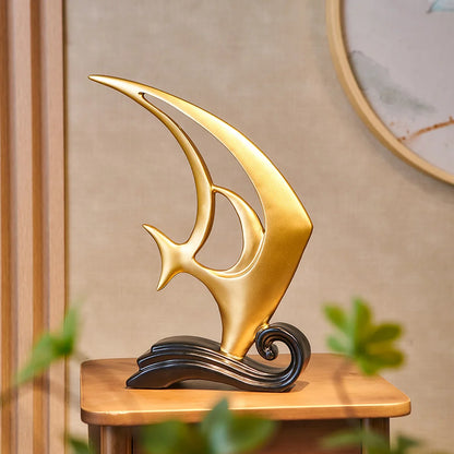 Home Decor Creative Absdtract Golden Fish Figurine Post-modern Style Living Room Bookshelf Ornament Office Cabinet Decoration