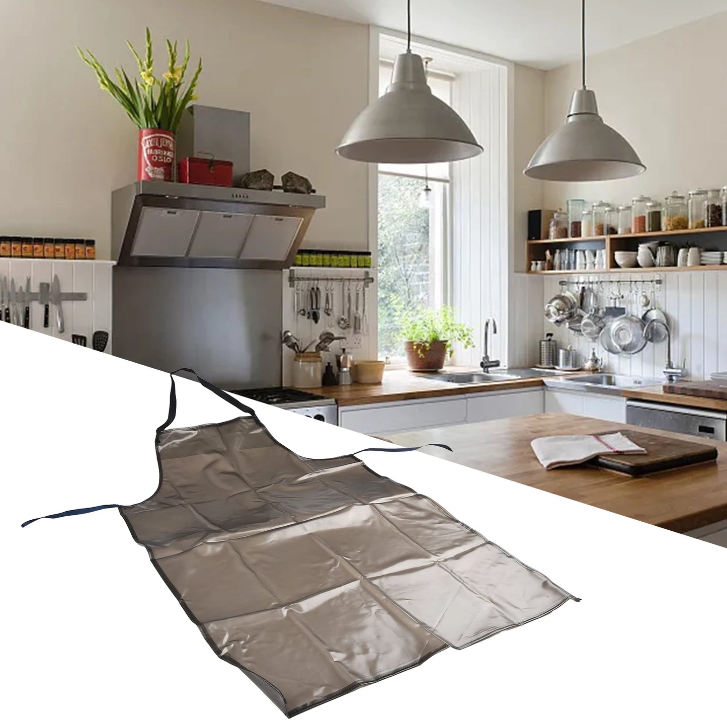Waterproof Oilproof PVC Black Apron For Kitchen Waterproof Areas Work Cleaner Wipeable Oil Resistant Baking Accessories