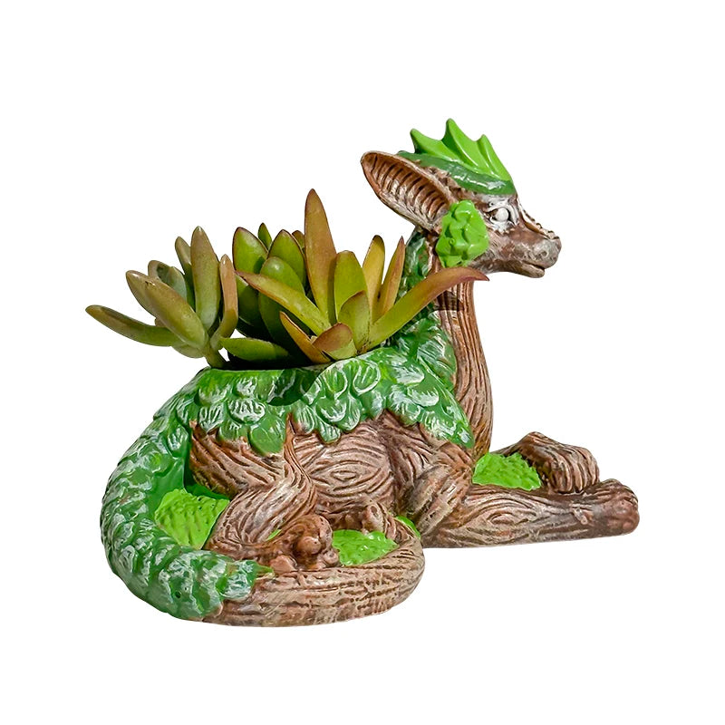 succulent statue Creative Dragon Tree Flower Pot Succulent Plant Garden Statue Resin Na – acacuss