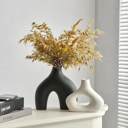 Modern Creative Vase Art Vases Nordic Style Ceramics Vase Flowers Arrangement Home Decor Desktop Living Room Ornament Gifts