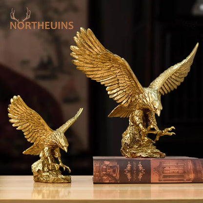 Resin Golden Eagle Statue Art Animal Model Collection Ornament Home Office Desktop Feng Shui Decor Figurines simple