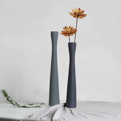 Fine Tall Long Brushed Ceramic Vase Living Room Dry Flower Arrangement Flower Decoration Model Room Soft Decoration Pieces