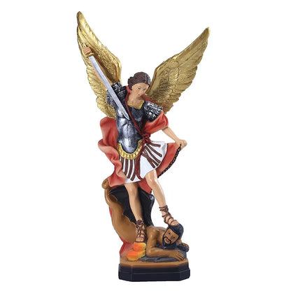 Statue Sculpture St. Michael Archangel Slaying Demon Figurine Resin Ornament Home Office Desk Bedroom Decoration Gift