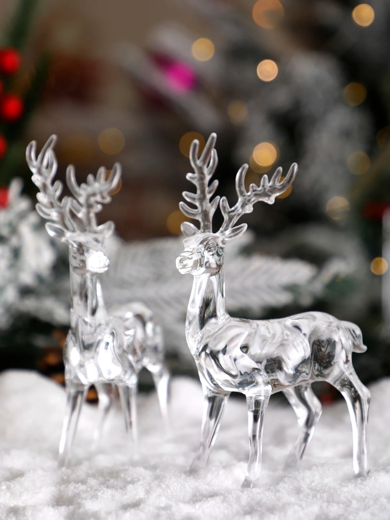 Plastic Crystal Deer Figurines Transparent Reindeer Desktop Ornament Christmas Decoration Desk Accessories Furniture For Display