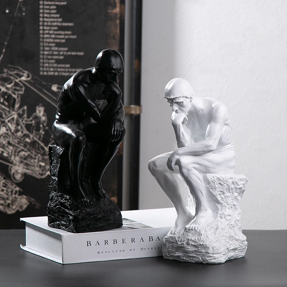 Nordic Simple Silence  Creative Abstract Men Figurine  Sculptures Keep Silence Statue Resin Office Home Decoration