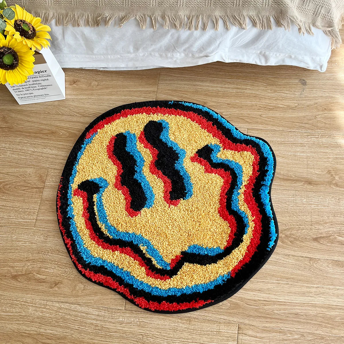 LAKEA Trippy Smiling Face Rug Handmade Rug Tufted Rug Gift for Friend Rugs for Bedroom Geek Gift Home Decor Carpet