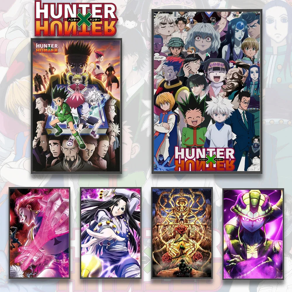 Anime HxH Self-adhesive Poster Killua Zoldyck Kurapika Gon Freecss Hisoka Kawaii Wall Room Decoration Kid Gift Wallpaper