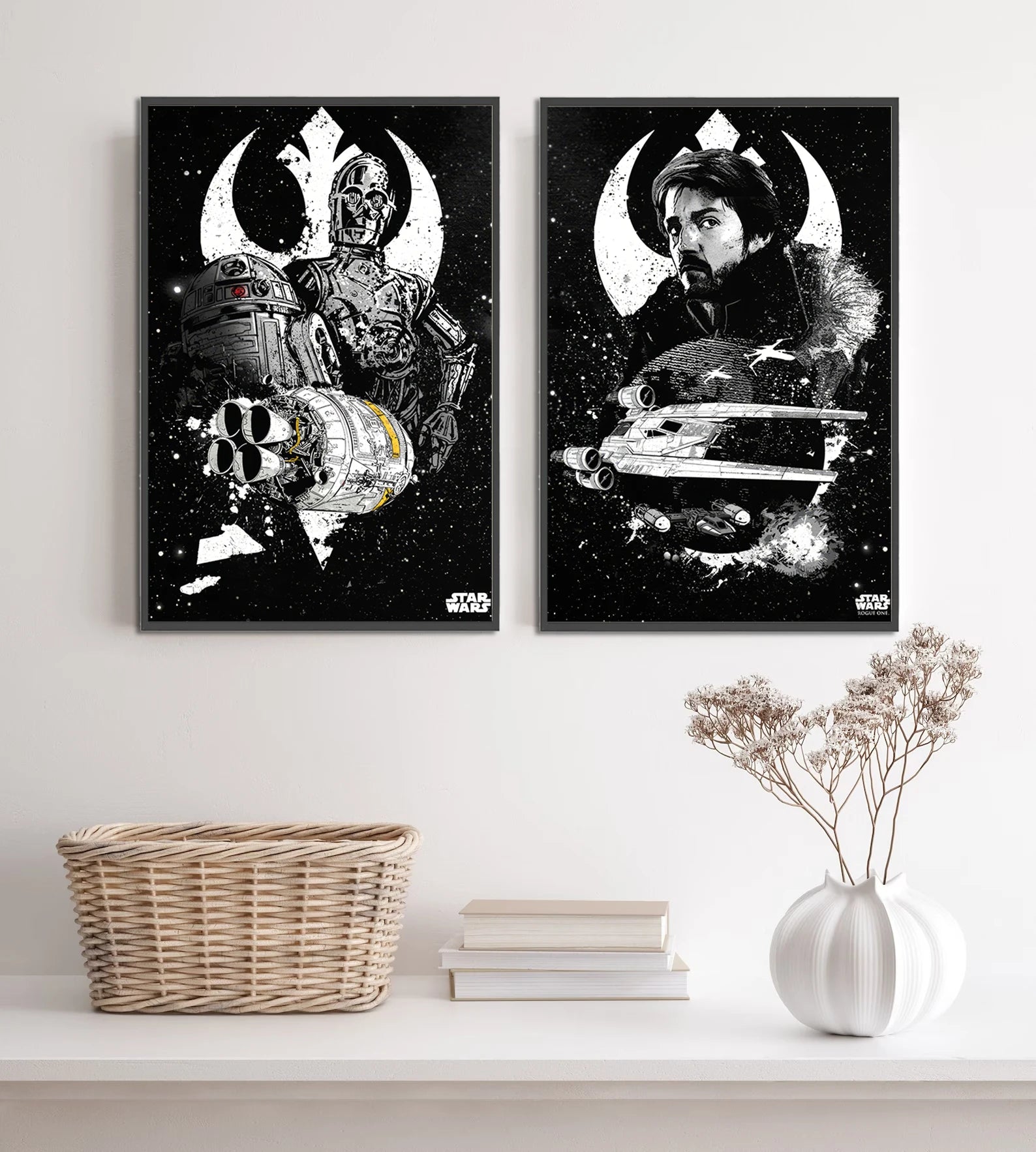Star Wars Skywalker Self-adhesive Poster Movie Mandalorian Figures Home Decoration Painting Wall Art Darth Vader Wallpaper Gift