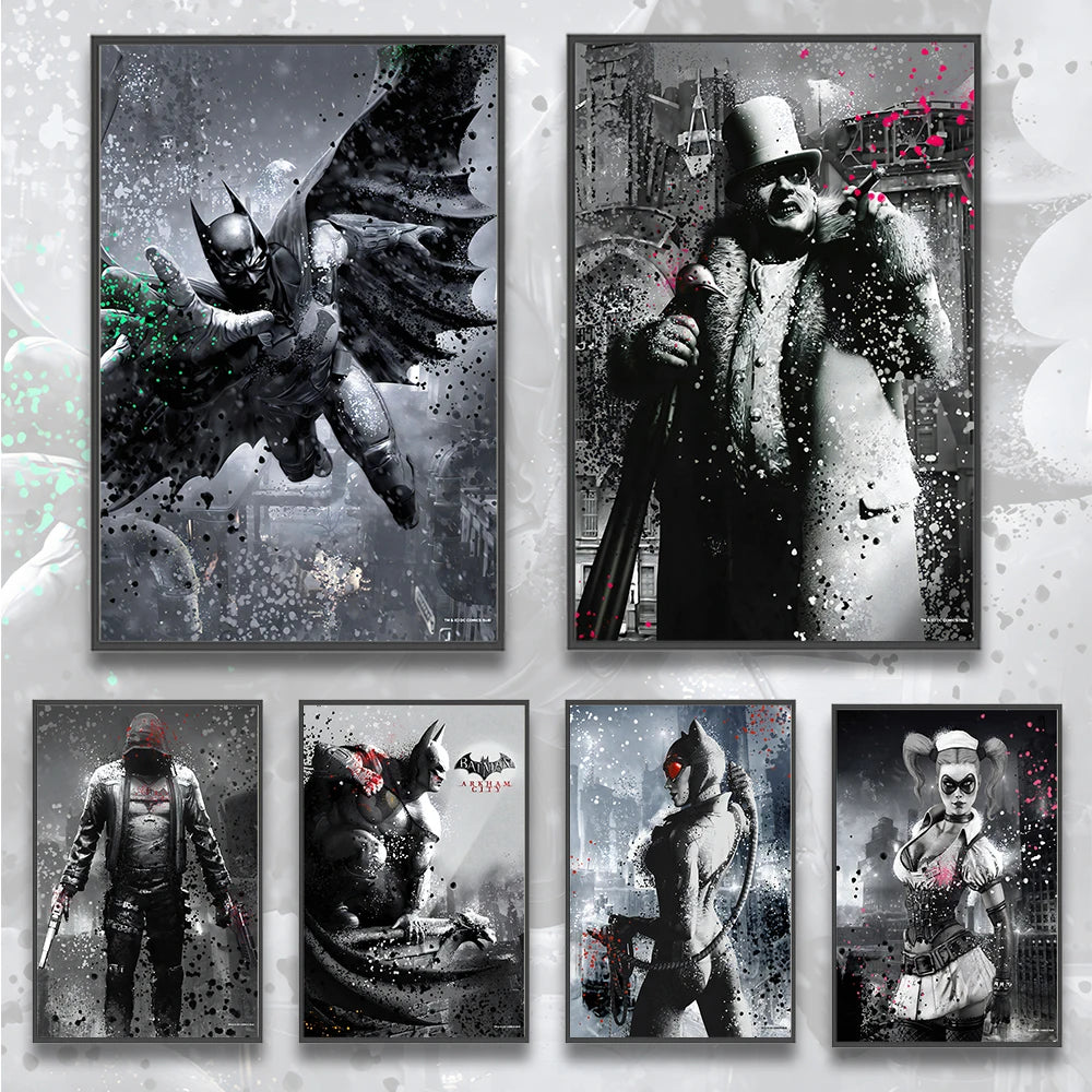 Arkham Asylum Batman Self-adhesive Poster Movie Figures Home Decoration Painting Wall Art Bedroom Decor Wallpaper Kids Gift