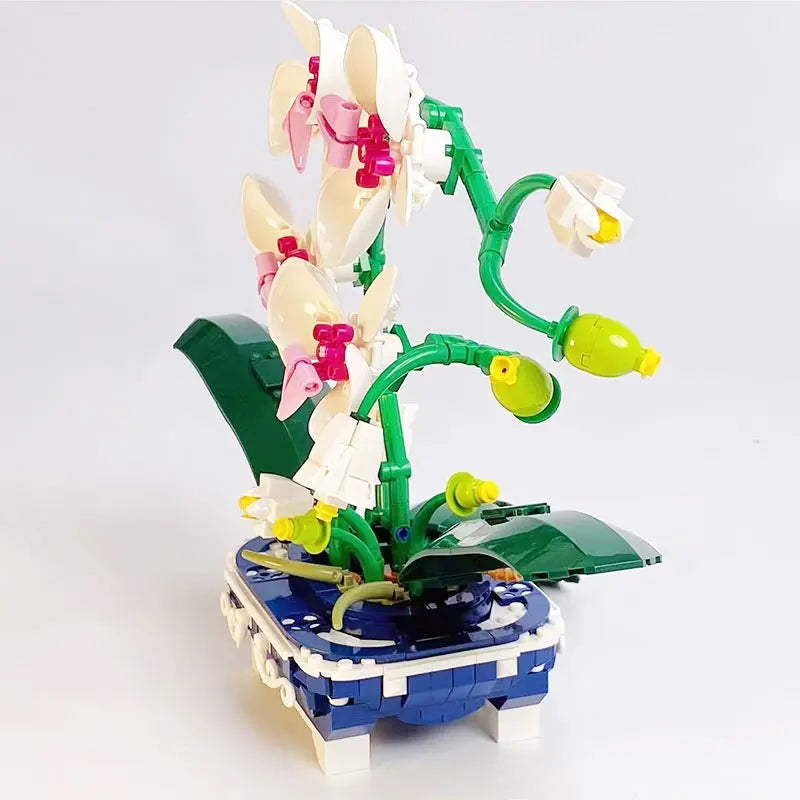 Mini Orchid Potted Plants Simulation Flower Building Blocks Friends Orchid Bricks 574PCS House Decoration Toys For Kids Gifts