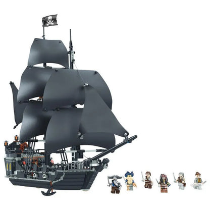 Pirates Of The Caribbean Ship Queen's Revenge Warship Black Pearl Sailboat Building Block Bricks MOC 4195 Assembly Toys Kid Gift