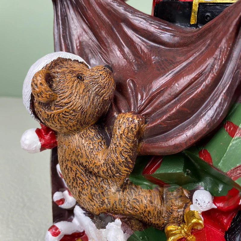 SAAKAR 30cm Resin Santa Claus Figurines for Home Desktop Closet Fireplace Statue Navidad Christmas Interior Decor Season Gifts