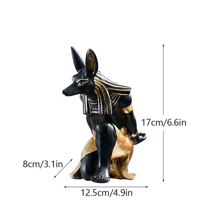 NORTHEUINS Resin Anubis Dog God Wine Rack Figurines Bastet Bottle Holder Egypt Cat Statue Restaurant Cabinet Tabletop Decor Item