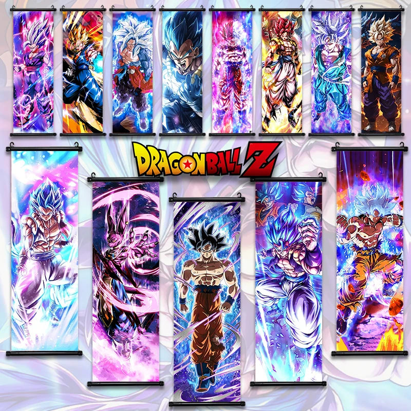 Printed Dragon Ball Poster Anime Wall Artwork Goku Pictures Bejīta Painting Canvas Super Saiyan Hanging Scrolls Home Room Decor