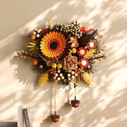 European Style Art Wall Hanging Flower Building Block Simulation Dry Flower Bouquet Assembly Home Decor Toys For Kids Girls Gift