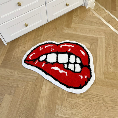 Red Lips Tufted Rug Soft Good Carpet Bathroom Floor Pad Kids Room Bedroom Anti Slip Doormat Aesthetic Home Winter Warm Decor