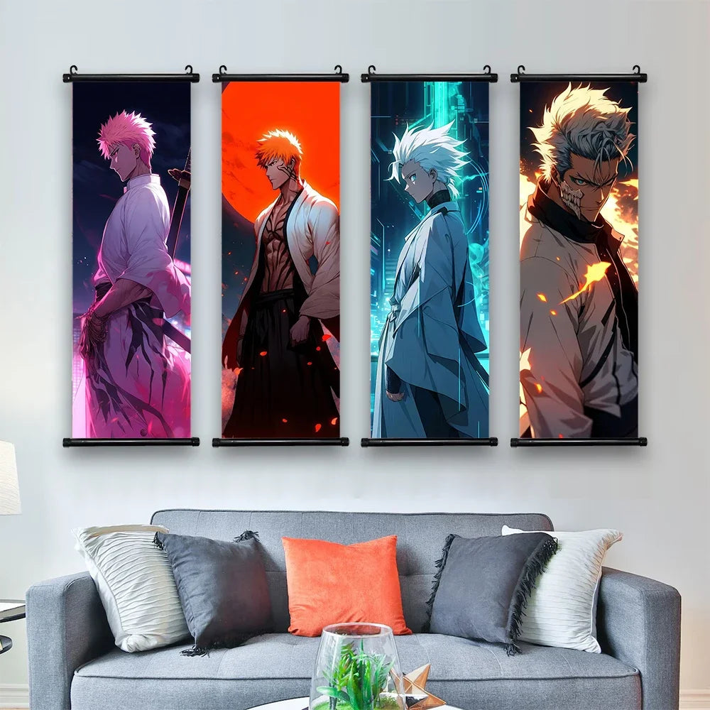 Bleach Anime Decorative Kuchiki Rukia Home Decor Wall Art Kurosaki Ichigo Hitsugaya Toushirou Canvas Hanging Scrolls Poster