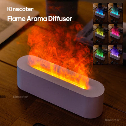 KINSCOTER Flame Aroma Diffuser Air Humidifier Ultrasonic Cool Mist Maker Fogger LED Essential Oil Difusor Fragrance Home