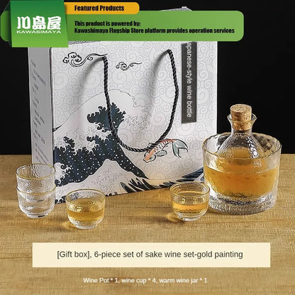 KAWASIMAYA Japanese Style Sake Sets Sake Pot Set Warmer Home Warmer Hot Sake Tank Glass Shochu Shochu Cups
