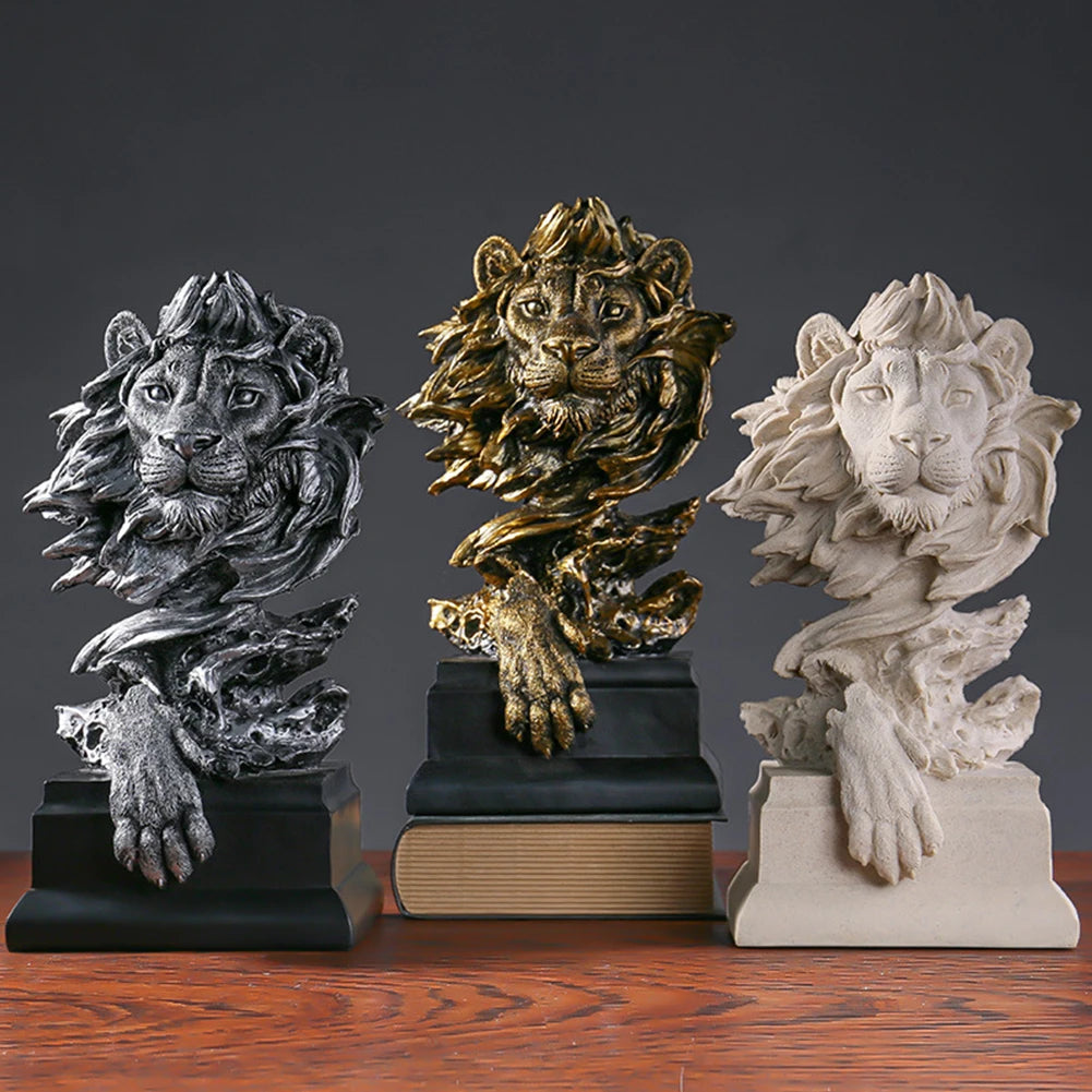 Lion Head Figurine Ornaments Art Crafts Nordic Style Sculpture Home Decor Accents Easy To Clean for Home Living Room Bedroom
