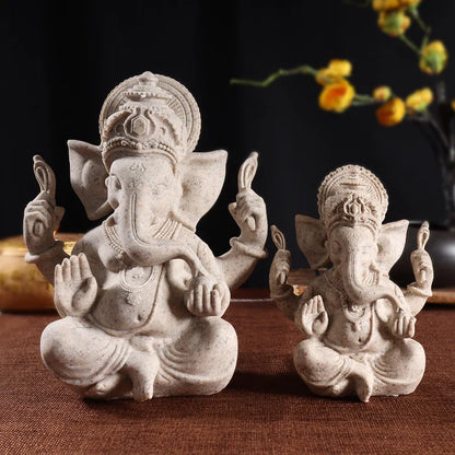 sandstone Ganesha Buddha Ornaments  Handmade Elephant Hindu God  Statues  Home Office Decoration Buddha Statues