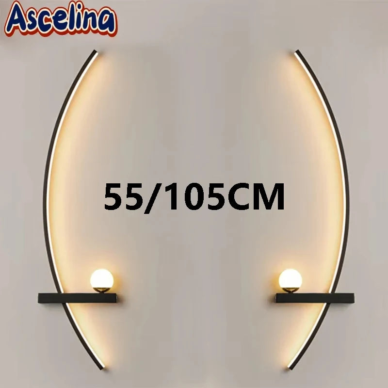 Nordic LED Wall Lamps Minimalist Lines Decorative Wall Sconces Bedroom Living Room Corridor Modern Aesthetic Lighting Luminaires
