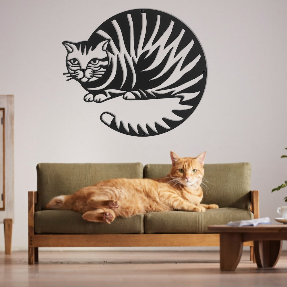 Décoration murale géométrique en métal avec Silhouette de chat, signe –  acacuss