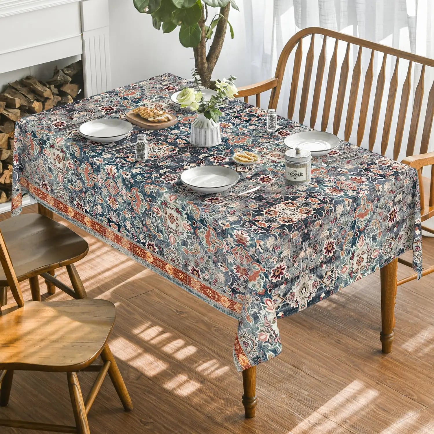 Vintage Country Rustic Boho Bohemia Style Rectangle Tablecloth Dining Room Decor Waterproof Tablecloth for Table Decoration