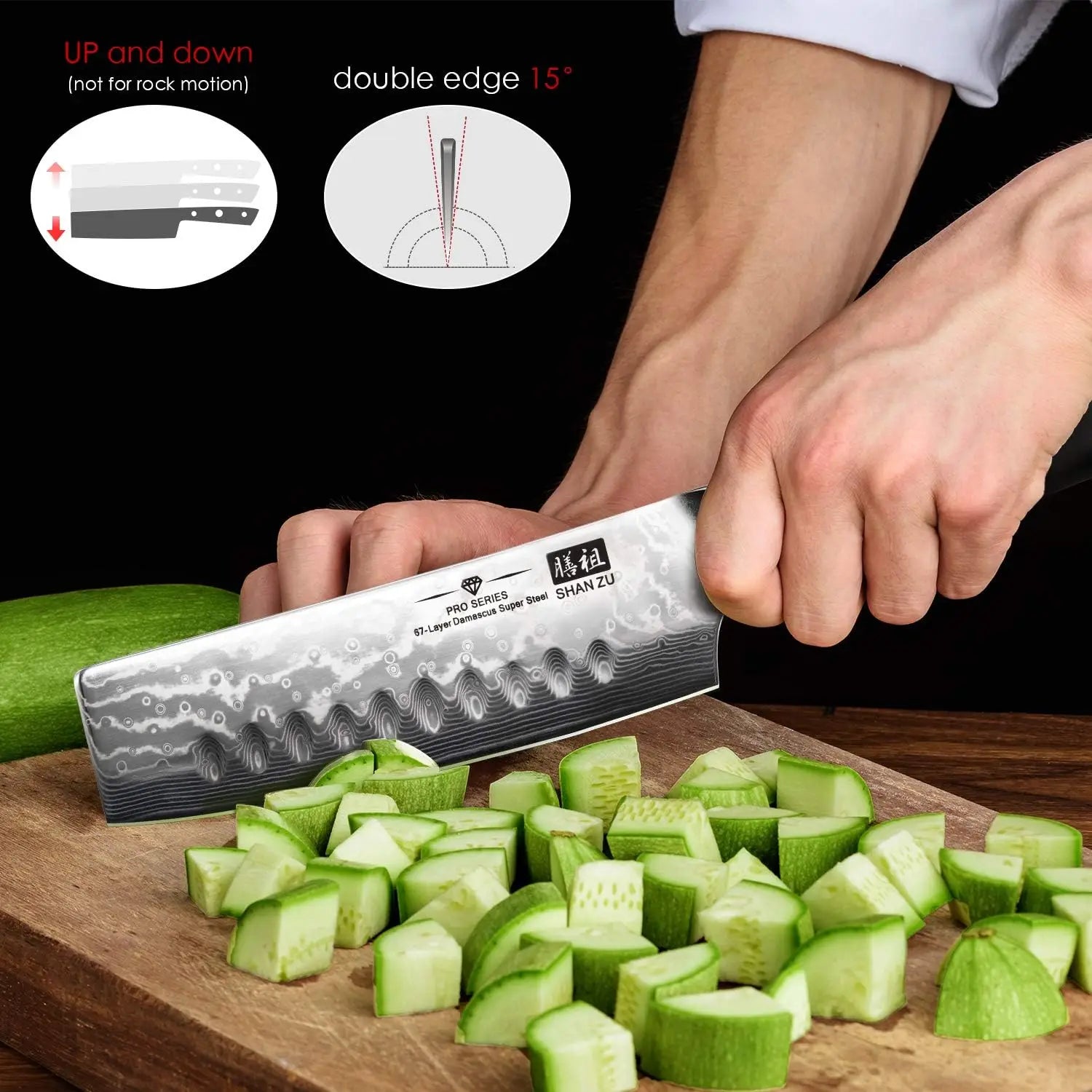 Damascus Kitchen Knife Set, SHAN ZU 7-Piece Professional Knife