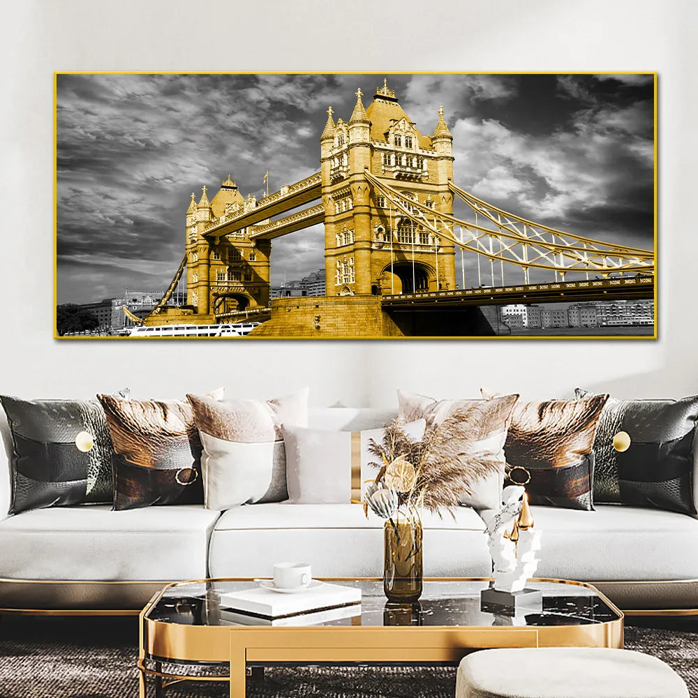 The World Famous Buildings Canvas Paintings Gold City Landscape Prints Posters For Living Room Wall Art Decor Bedroom Pictures