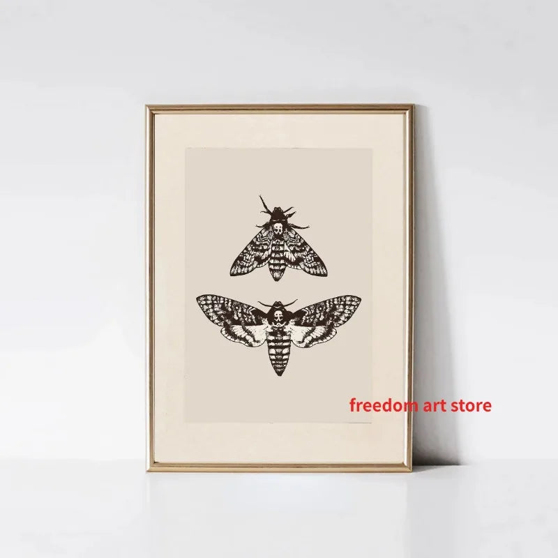 Vintage Halloween Antique Dark Bat Sketch Skeleton Art Poster Canvas Painting Wall Prints Picture for Living Room Home Decor