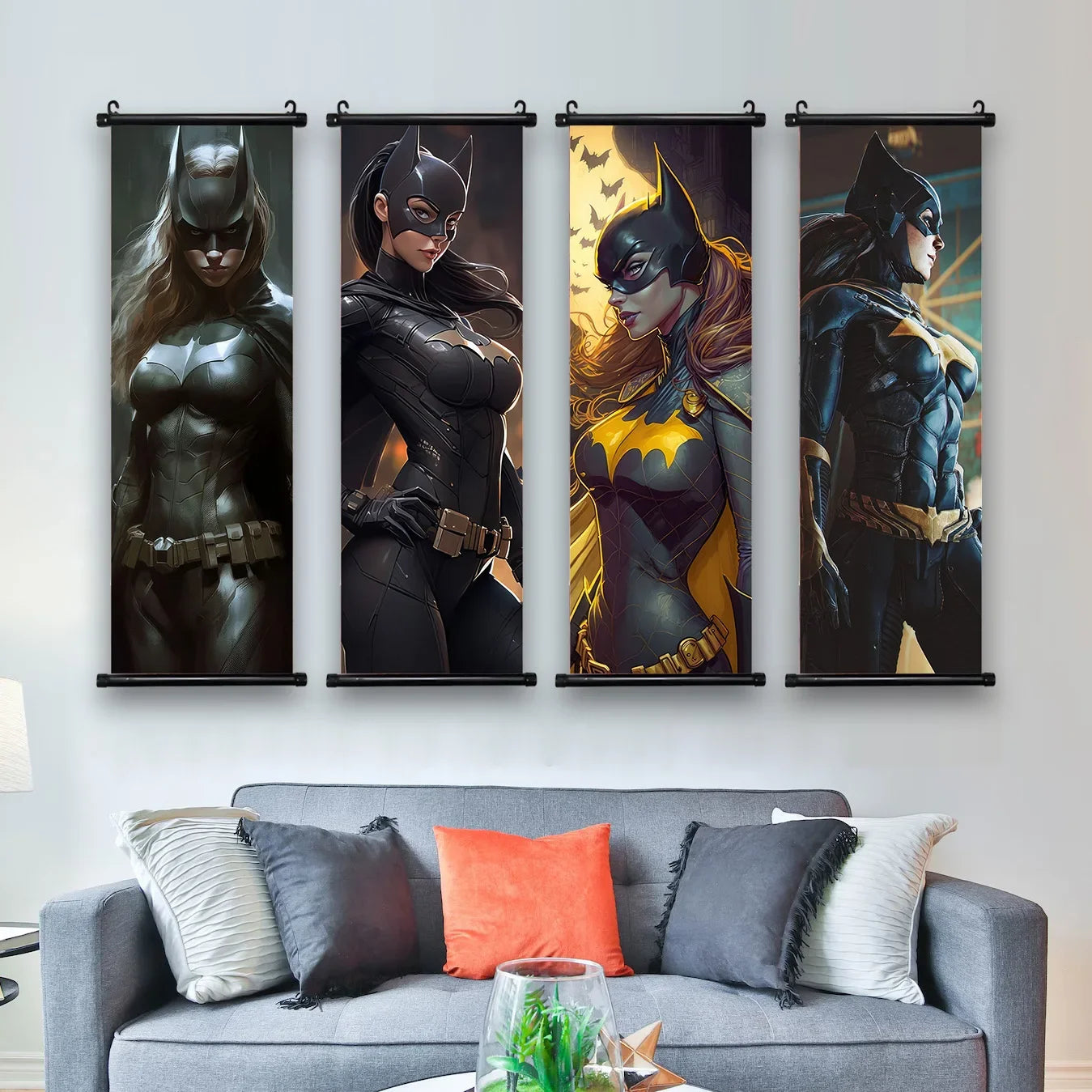 DC Batman Wallpaper Poster Wall Artwork Canvas Painting Batgirl Print Joker Hanging Scroll BatWoman Movie Home Decor Art Gift