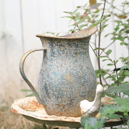 Rustic Shabby Chic Vase Vintage Galvanized Flower Vase Metal Vintage Vase French Style Farmhouse Decorative Pitcher