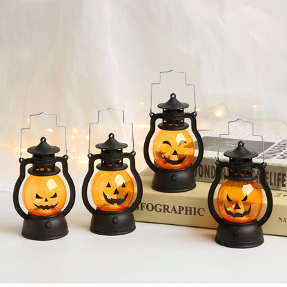 Halloween LED Sospeso Pumpkin Lantern Light Ghost Lampada Candela Light Retro Small Oil Party Halloween Party Home Decor Horror Props