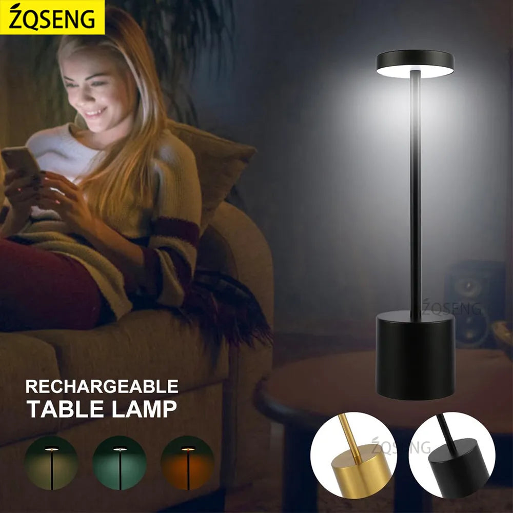 Rechargeable Table Lamp LED Touch Sensor Desktop Night Light Wireless Reading Lamp For Restaurant Hotel Bar Bedroom Decor Light