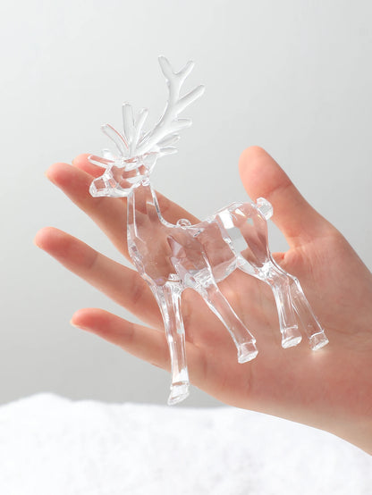 Plastic Crystal Deer Figurines Transparent Reindeer Desktop Ornament Christmas Decoration Desk Accessories Furniture For Display