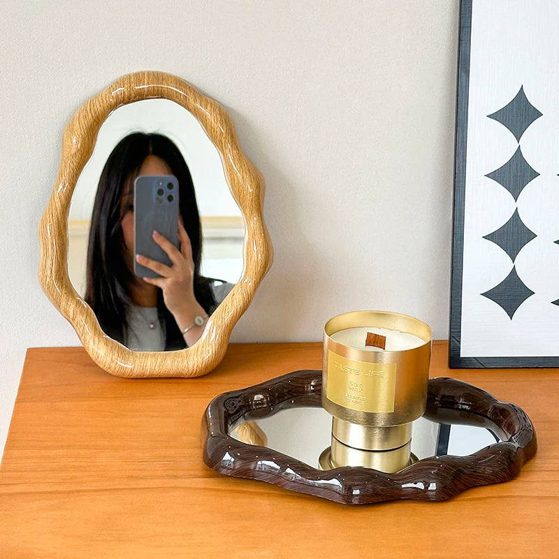 Creative Irregular Standing Mirror Desktop Makeup Mirror Ornamentalist Makeup Mirror Room Decoration Cosmetics Home Decoration