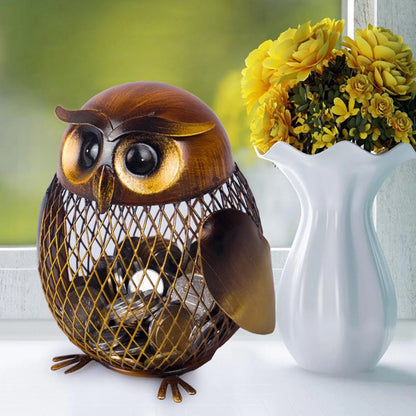 TOOARTS Owl Shaped Metal Coin Money Saving Box Money Boxes Home Decor Furnishing Articles Crafting Christmas Gift for Kids