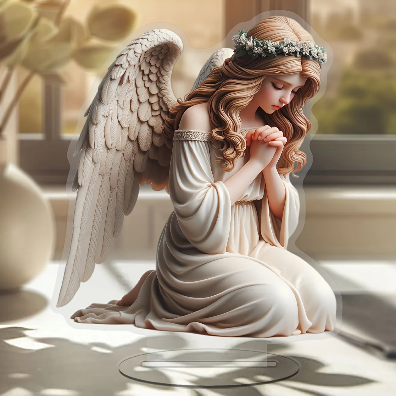 1 Elegant Prayer Angel, Decorative Plaque/2D Flat Decoration/perfect for Decorating Family Living Room Desk