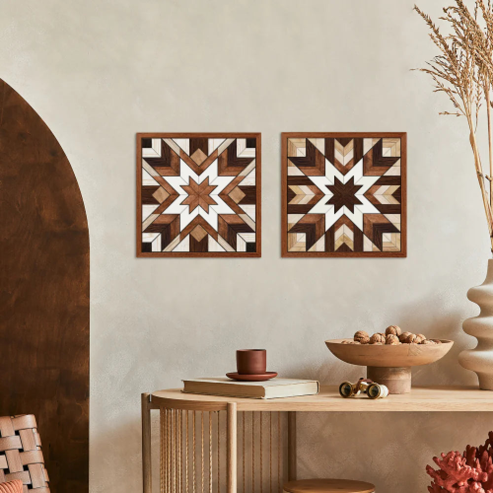 Putuo Decor,  1 Piece Aztec Style Wall Art Prints, Wood Sign Poster for Living Room Home Decor, 11.8 X 11.8 Inches
