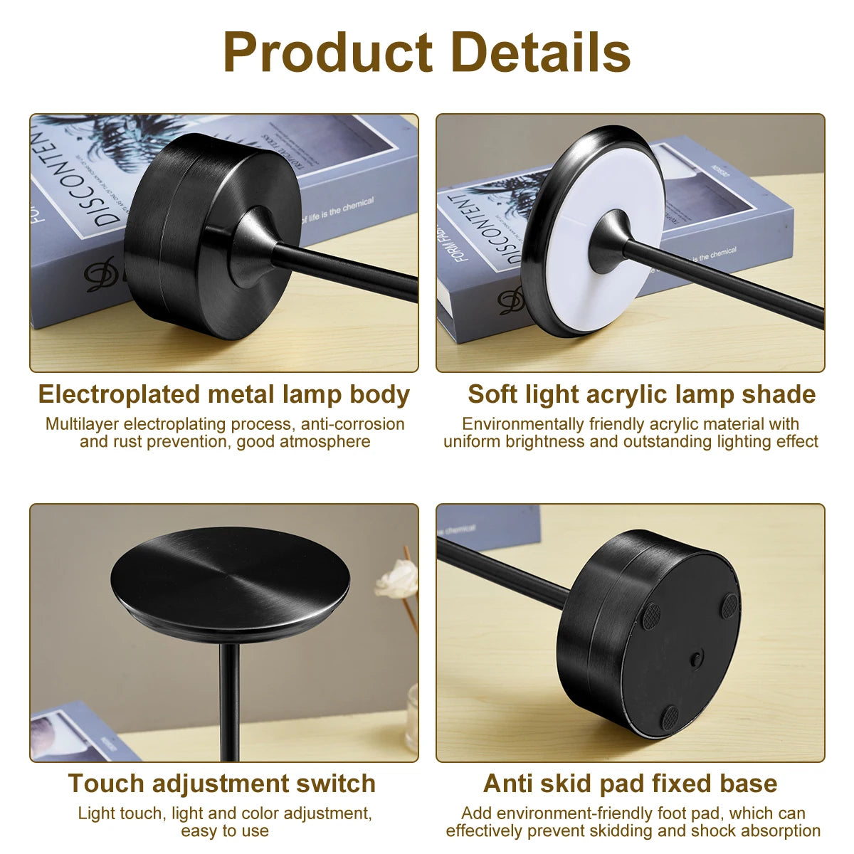 Lampe de Table LED en Clip à Capteur Tactile, Veilleuse Sans Fil USB,  Luminaire Décoratif d'Nik, Idéal pour un Bar, un Hôtel ou un Restaurant